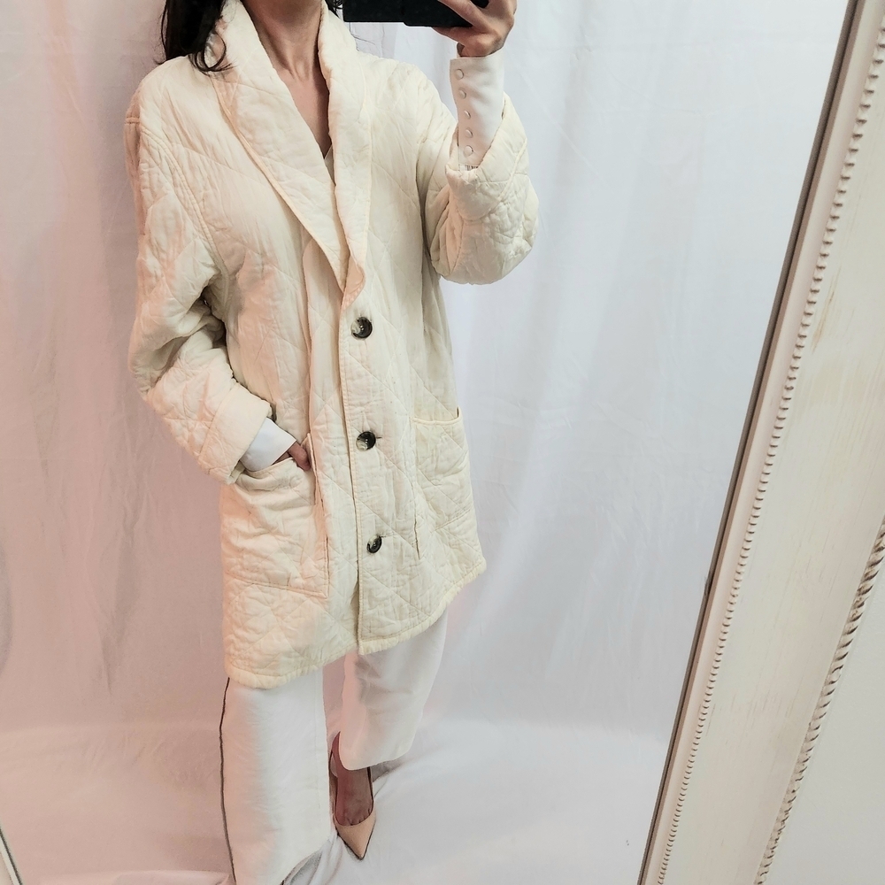Free People Cream Quilted Women's Jacket Coat Layers Winter Apres Ski Rare